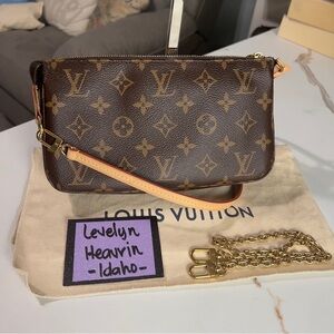 SOLD-Authentic Louis Vuitton Pochette Accessoires Monogram w/ or w/o Chain Strap